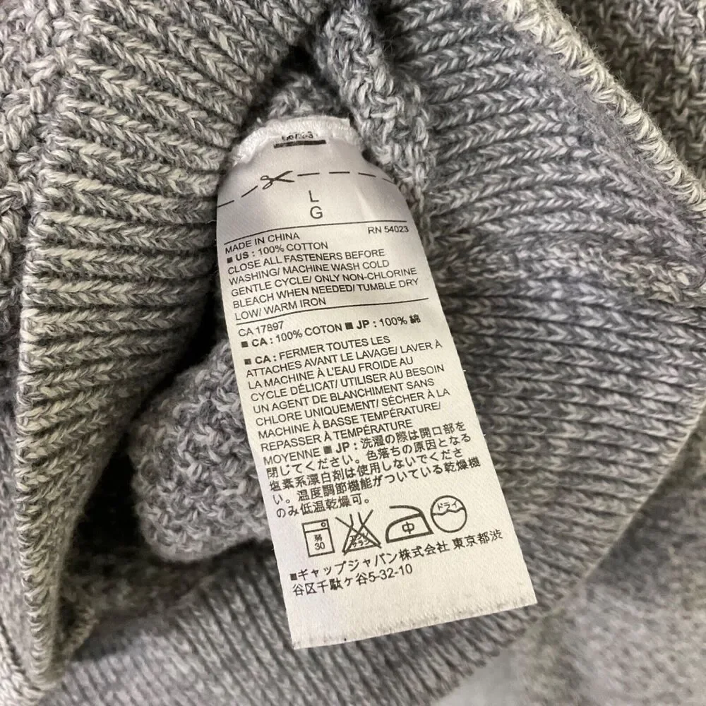 Banana Republic Men’s Large Cardigan Button Shawl Neck Heather gray/brn. Pockets